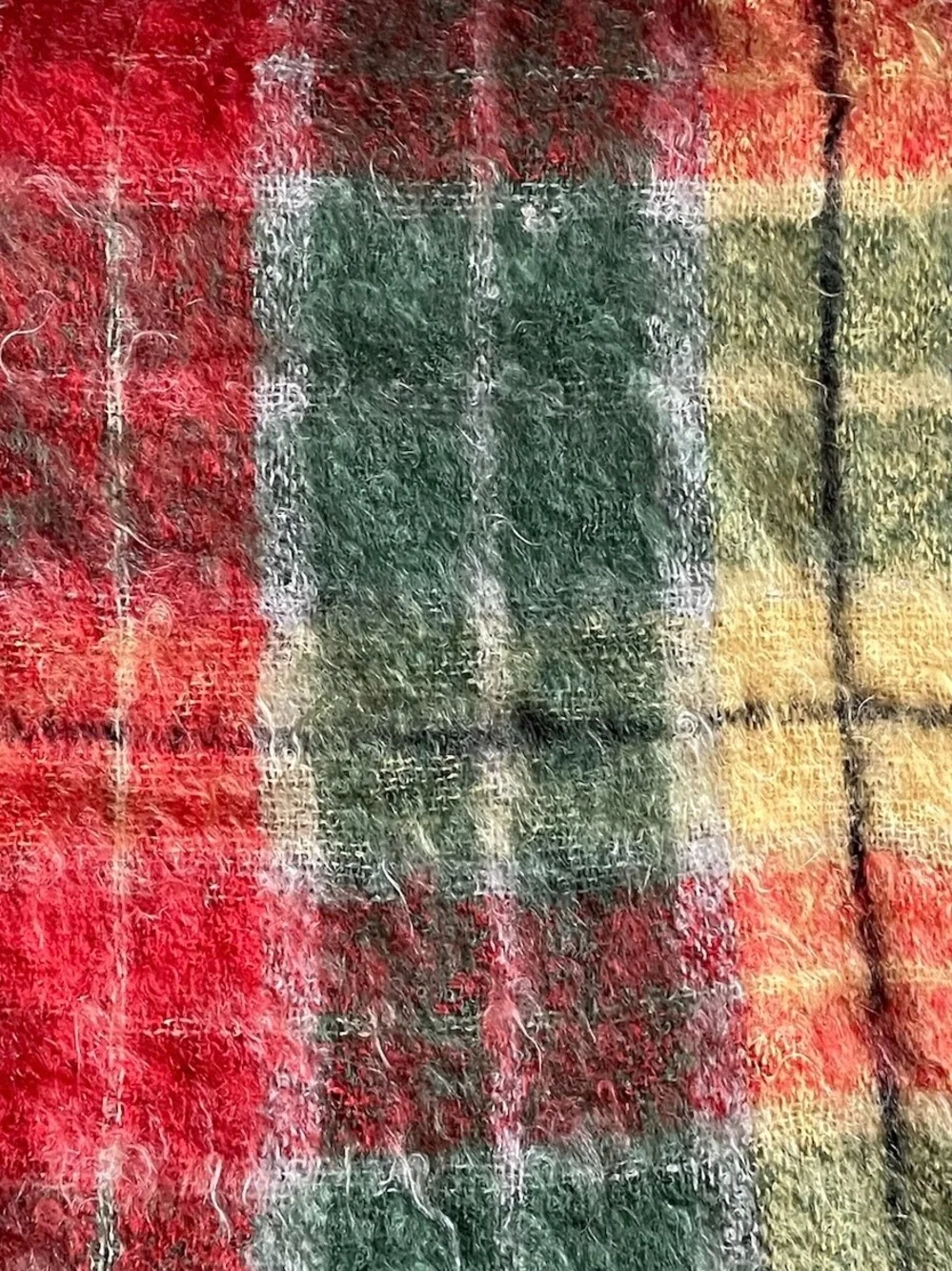 EATONS CANADA Vintage Buchanan Plaid Mohair Throw Blanket Red, Green & Yellow